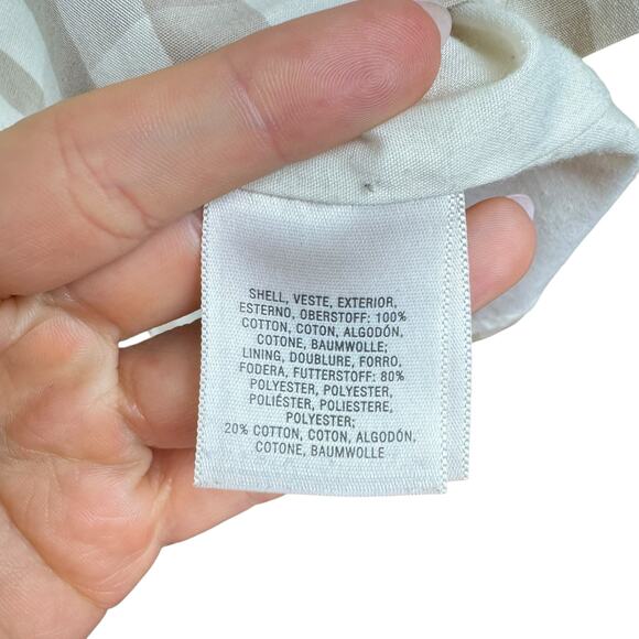 Anthropologie HD in Paris Beige Neutral Cream Gingham Belted Poplin Sheath Dress - Picture 14 of 15